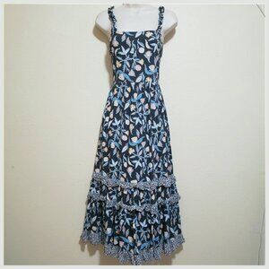 Black Floral Ruffle Maxi Dress M